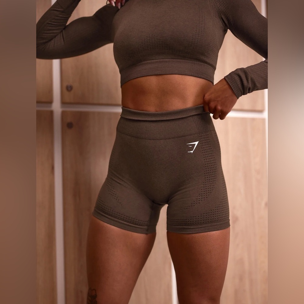 Gymshark Brown High-Waisted Athletic Shorts